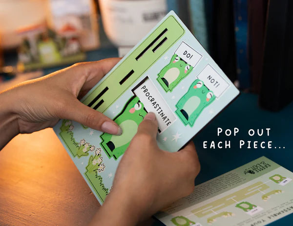 Do Not procrastinate Frogs Wooden Pop Out Card Desk Companion