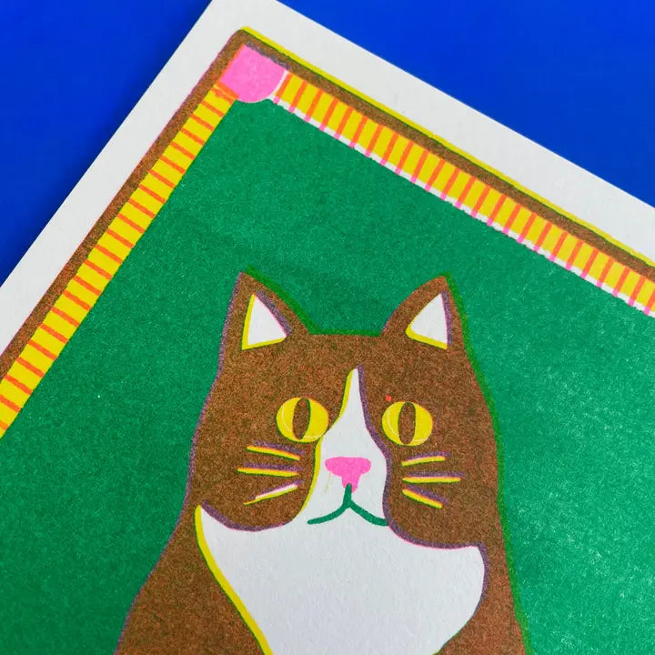 Black Cat Risograph Mini Print - A5
