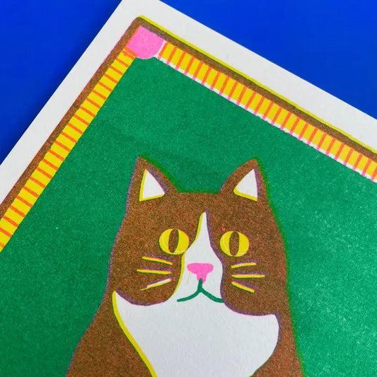 Black Cat Risograph Mini Print - A5