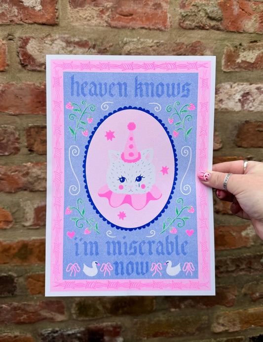 Heaven Knows I'm Miserable Now A4 Risograph Print