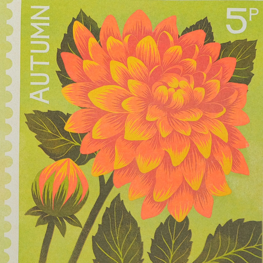 Dahlia A5 Risograph Print