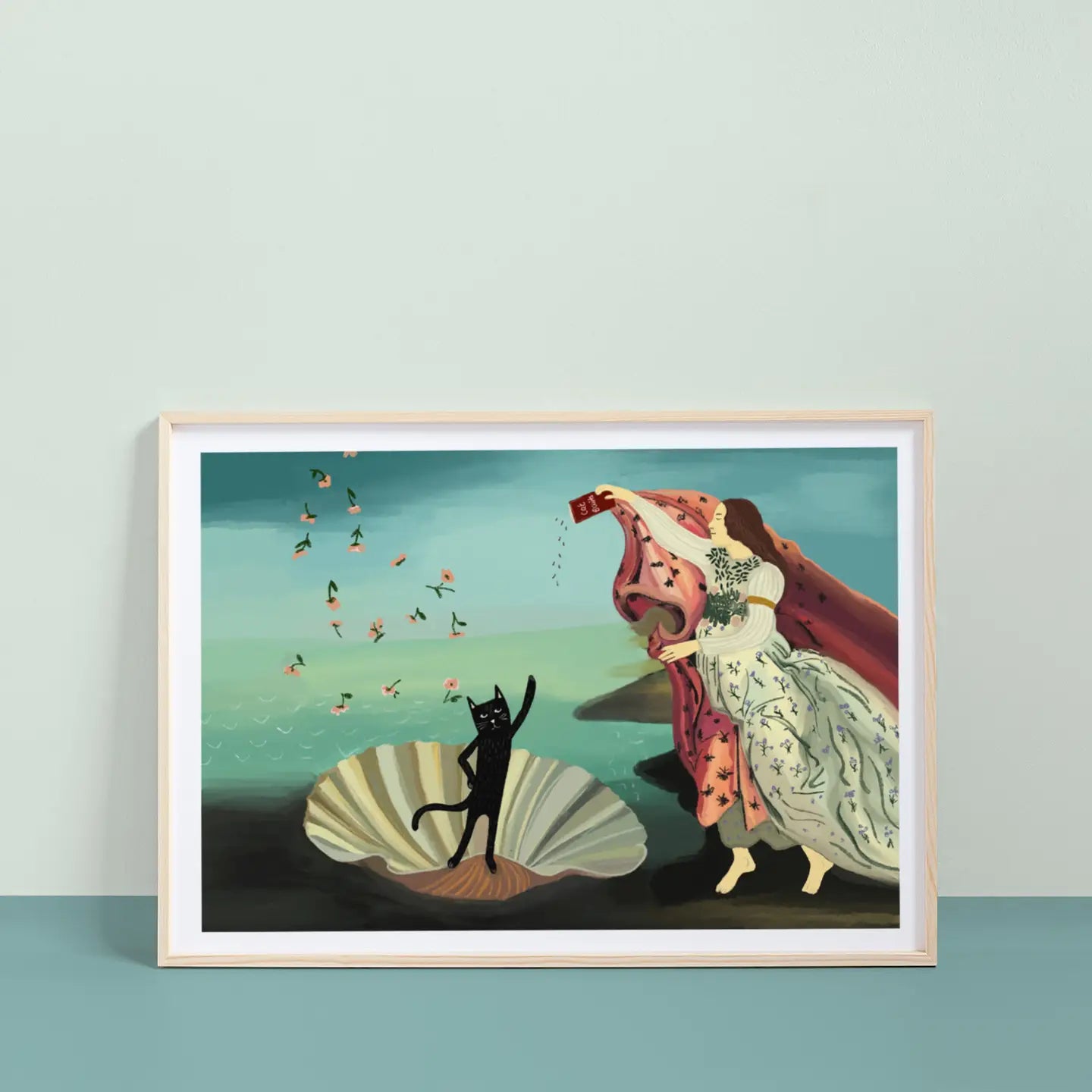 The Birth Of Cat Venus Art Print A4