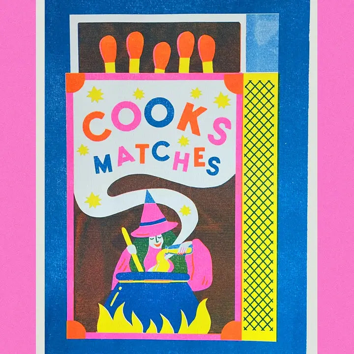 Witch Matchbox Risograph Print - A4