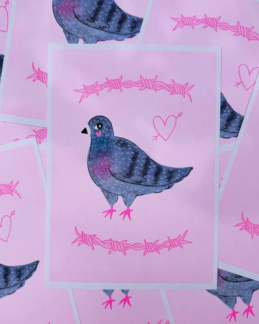 Pigeon A4 Risograph Print