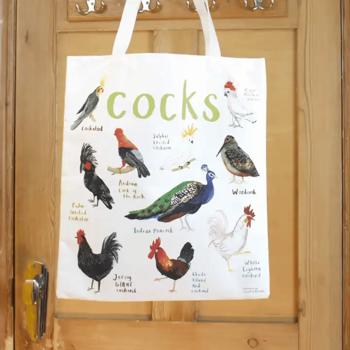 Cocks & Peckers Pun Tote Bag