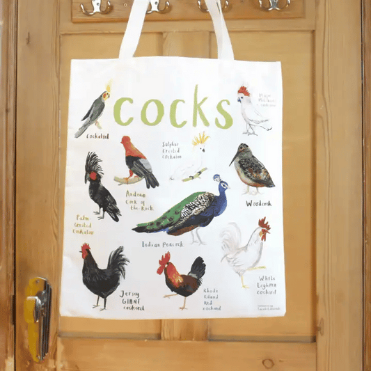 Cocks & Peckers Pun Tote Bag