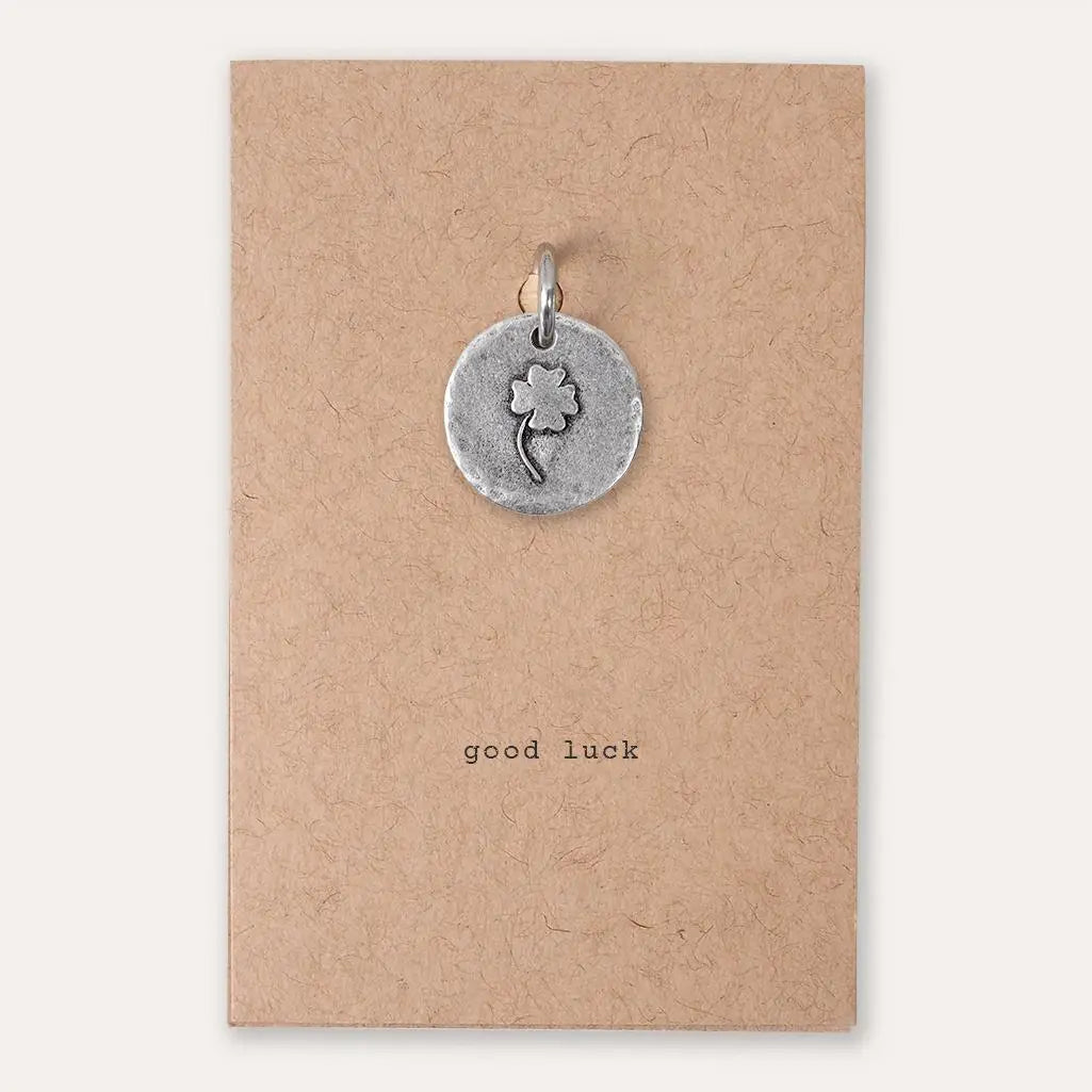 'Good Luck' Four Leaf Clover Pewter Charm