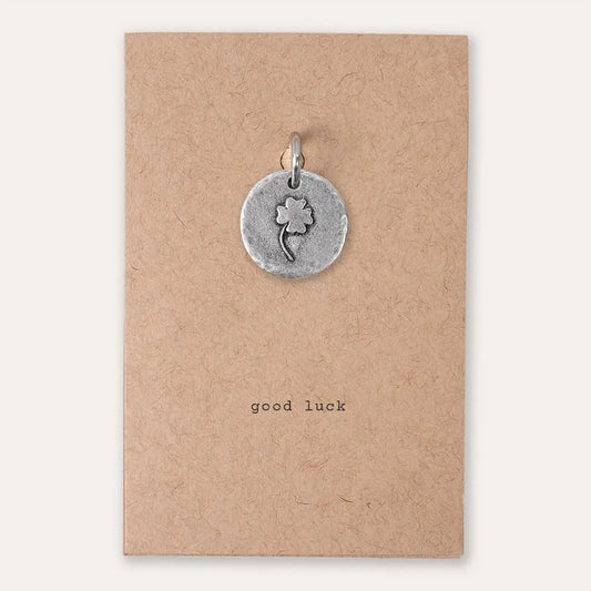 'Good Luck' Four Leaf Clover Pewter Charm