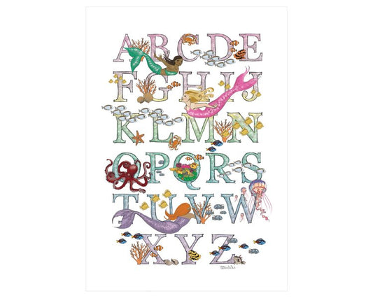 A3 Mermaid Alphabet Print (Unframed)