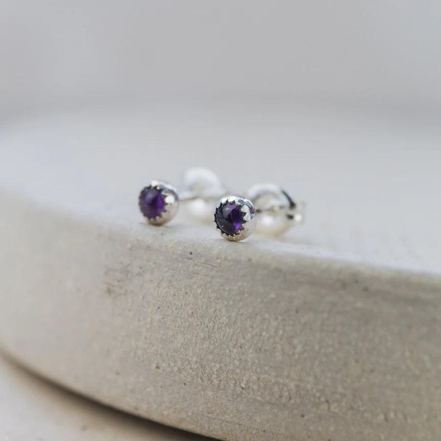Sterling Silver Gemstone Mini Studs - 6 stones available