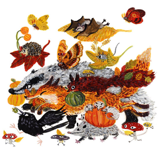 Autumn Critter Parade Print - 2 Sizes Available