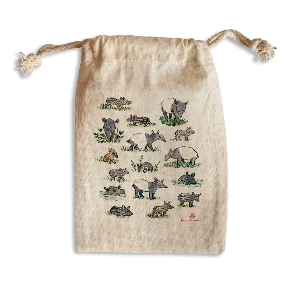 Tapir Family Small Drawstring Bag