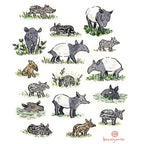 Tapir Family Small Drawstring Bag