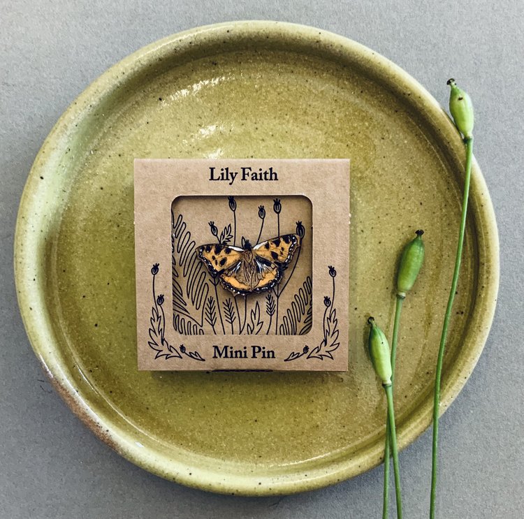 Tortoiseshell Butterfly Hand Painted Mini Pin Brooch
