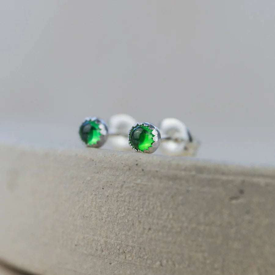 Sterling Silver Mini Studs with Semi Precious Stones