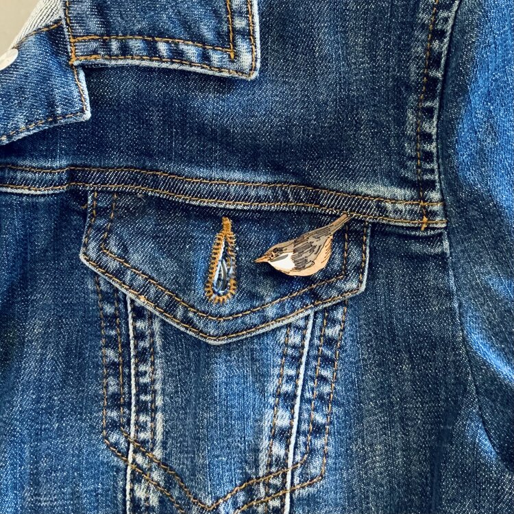 Nuthatch Hand Painted Mini Pin