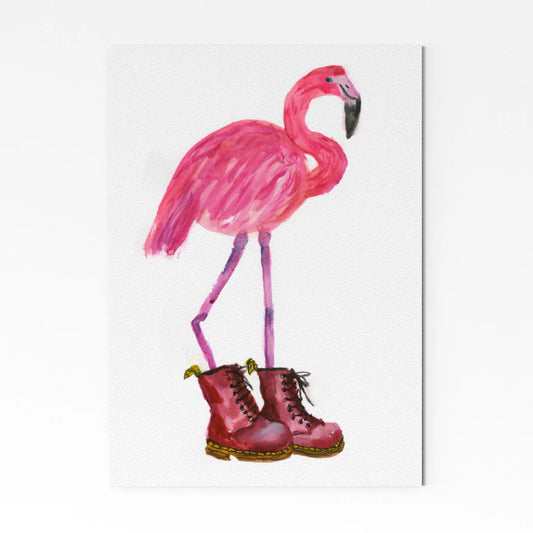 Flamingo In Red Boots A4 Print