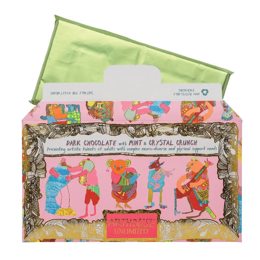 Dark Chocolate with Mint & Crystal Crunch 'Hugging Animals' Chocolate Bar