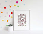 A3 Vintage Rose Alphabet Print (Unframed)