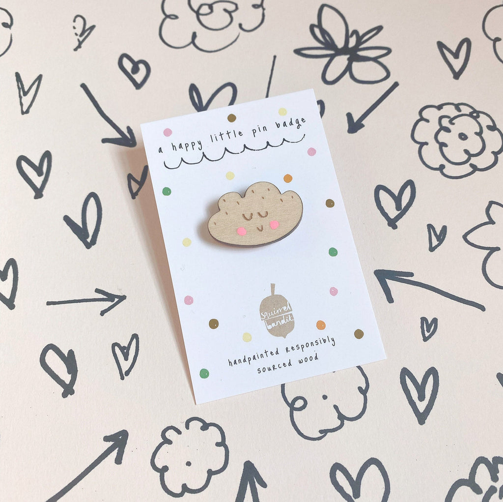 Smiley Cloud Pin Badge