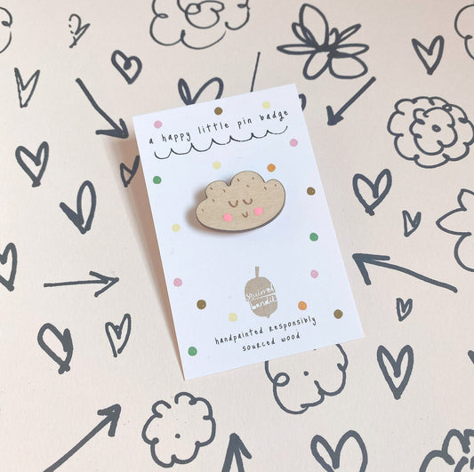 Smiley Cloud Pin Badge