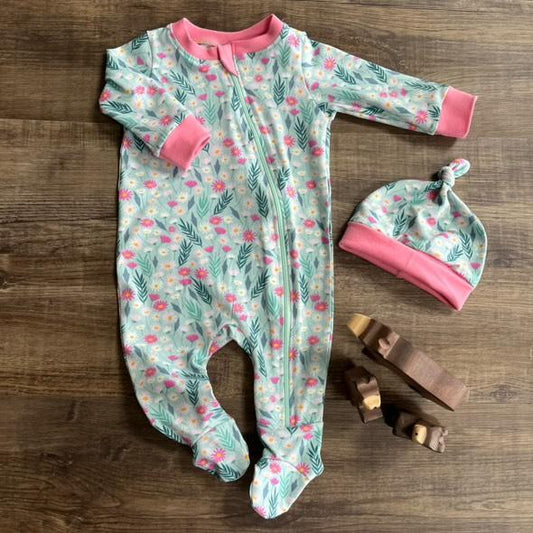 All In One Babygrow And Hat - Rock Daisies