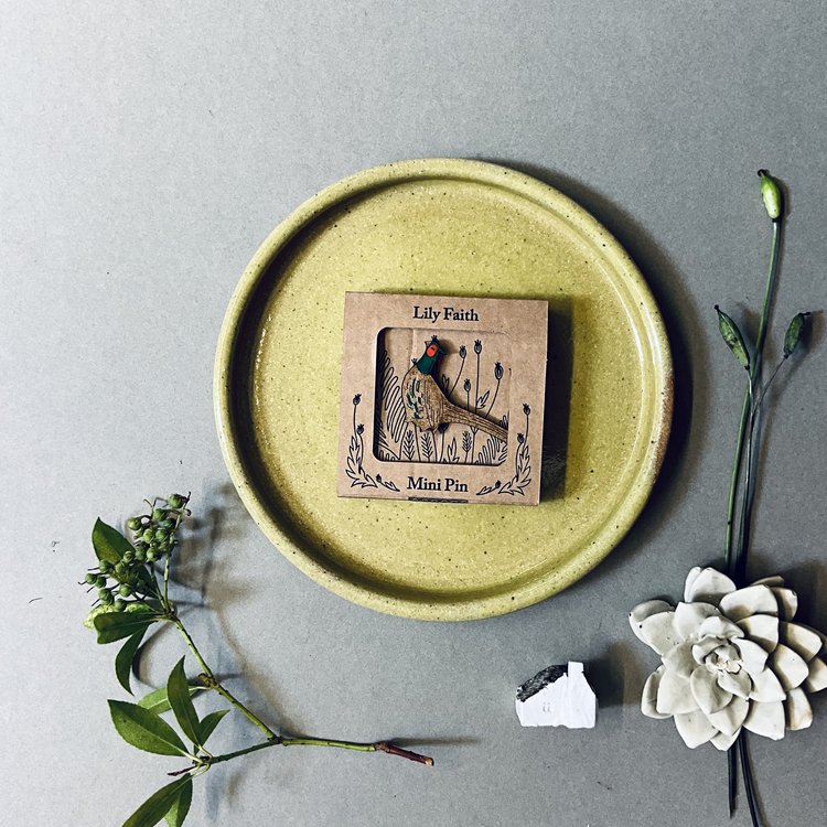 Pheasant Hand Painted Mini Pin Brooch
