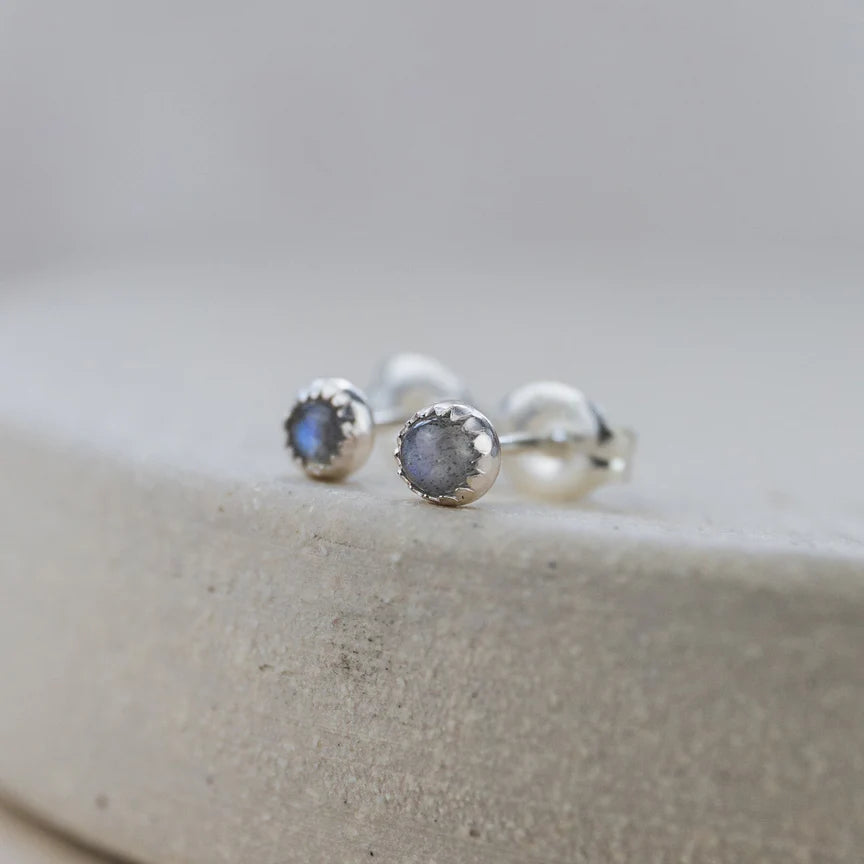 Sterling Silver Gemstone Mini Studs - 6 stones available