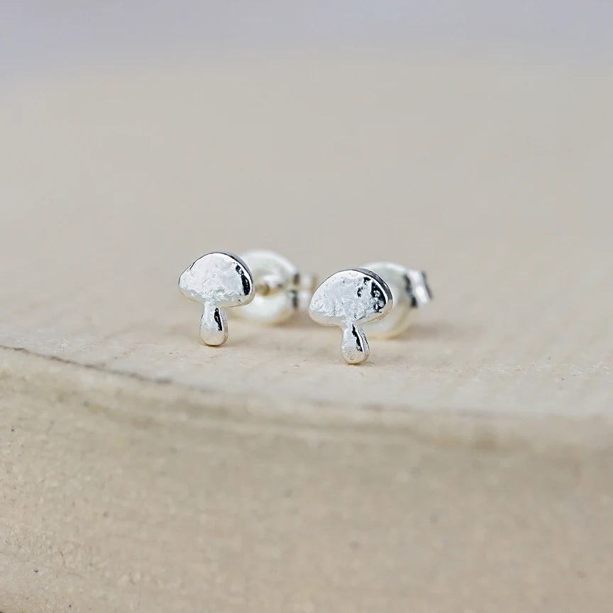 Mushroom Sterling Silver Mini Stud Earrings