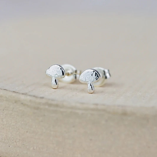 Mushroom Sterling Silver Mini Stud Earrings