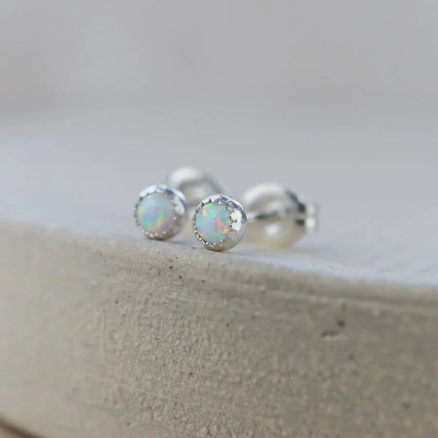 Sterling Silver Mini Studs with Semi Precious Stones