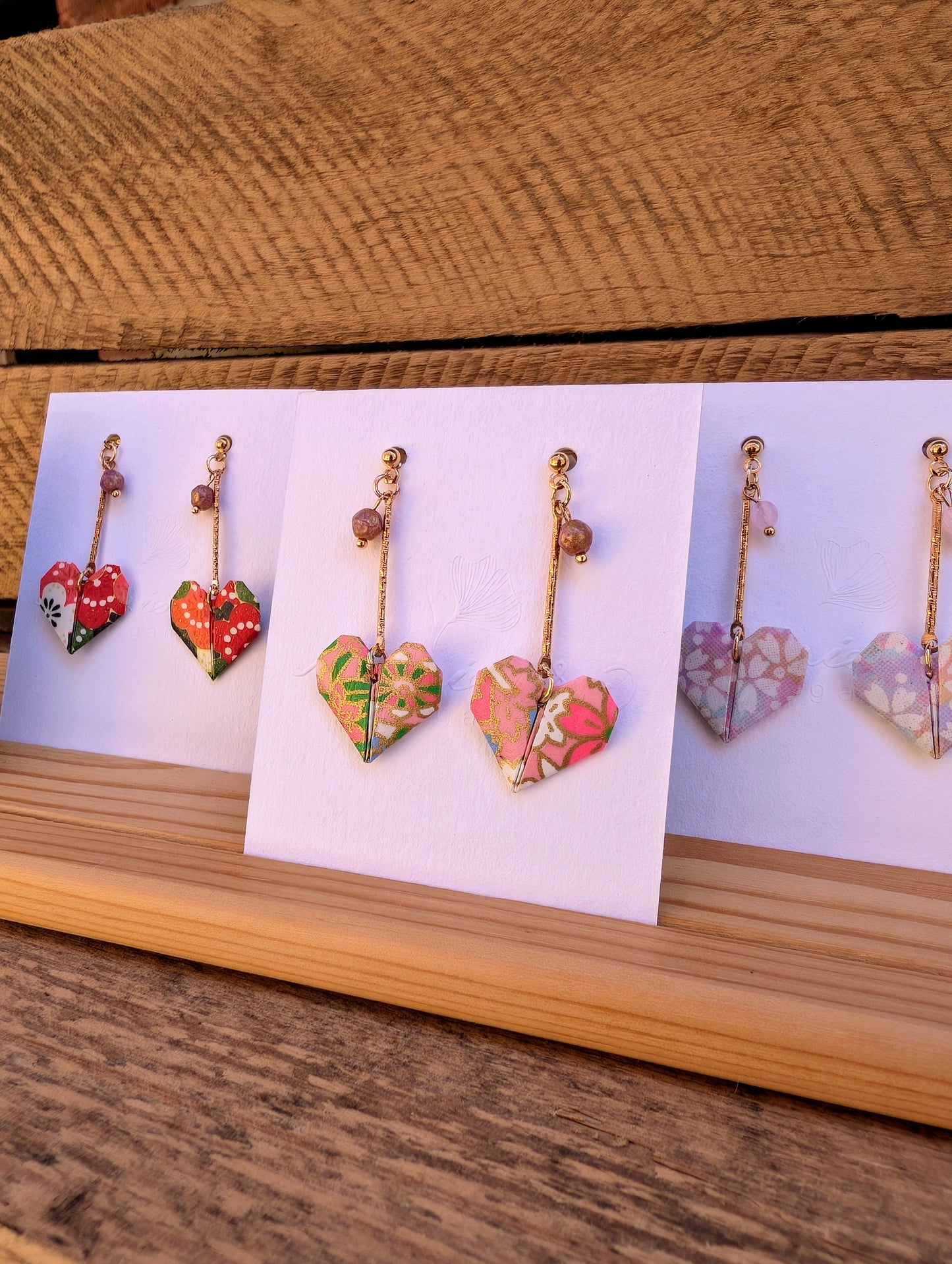 Handmade Origami Heart Earrings