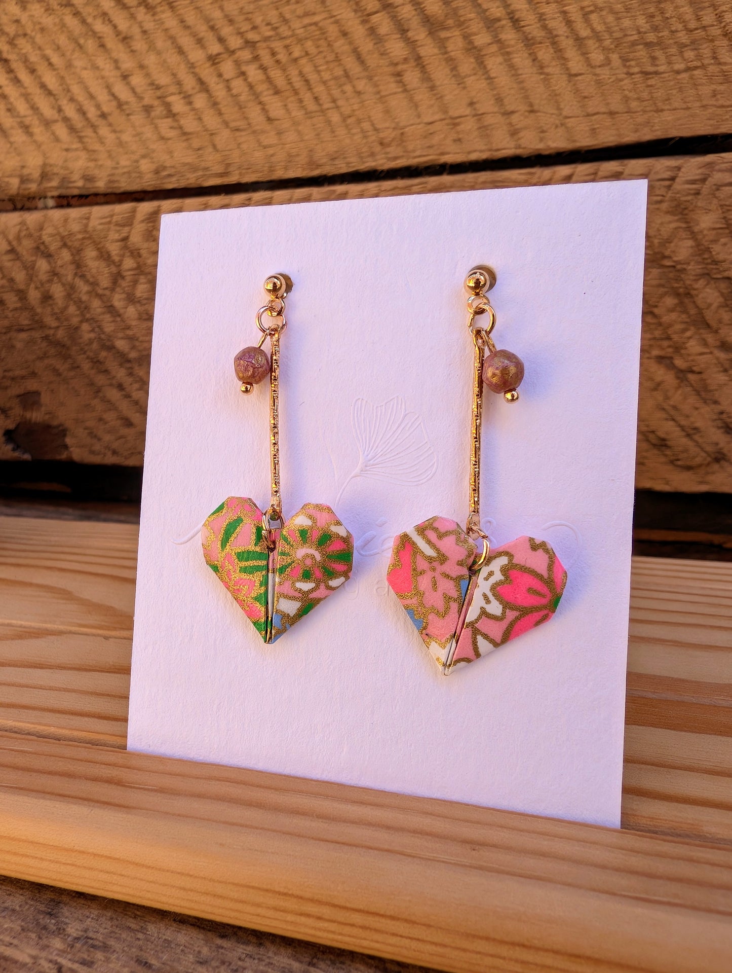 Handmade Origami Heart Earrings