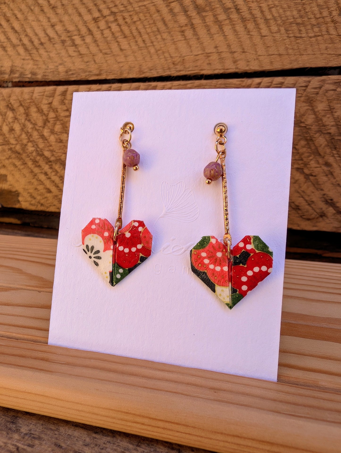 Handmade Origami Heart Earrings