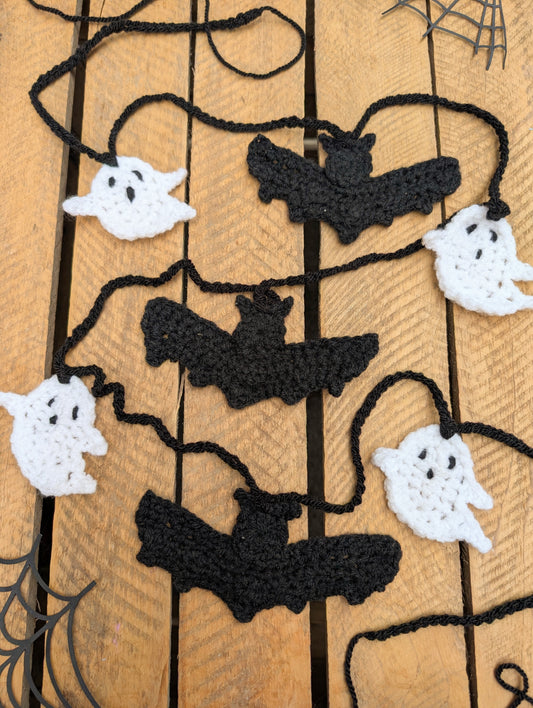 Bat And Ghost Handmade Crochet Garland