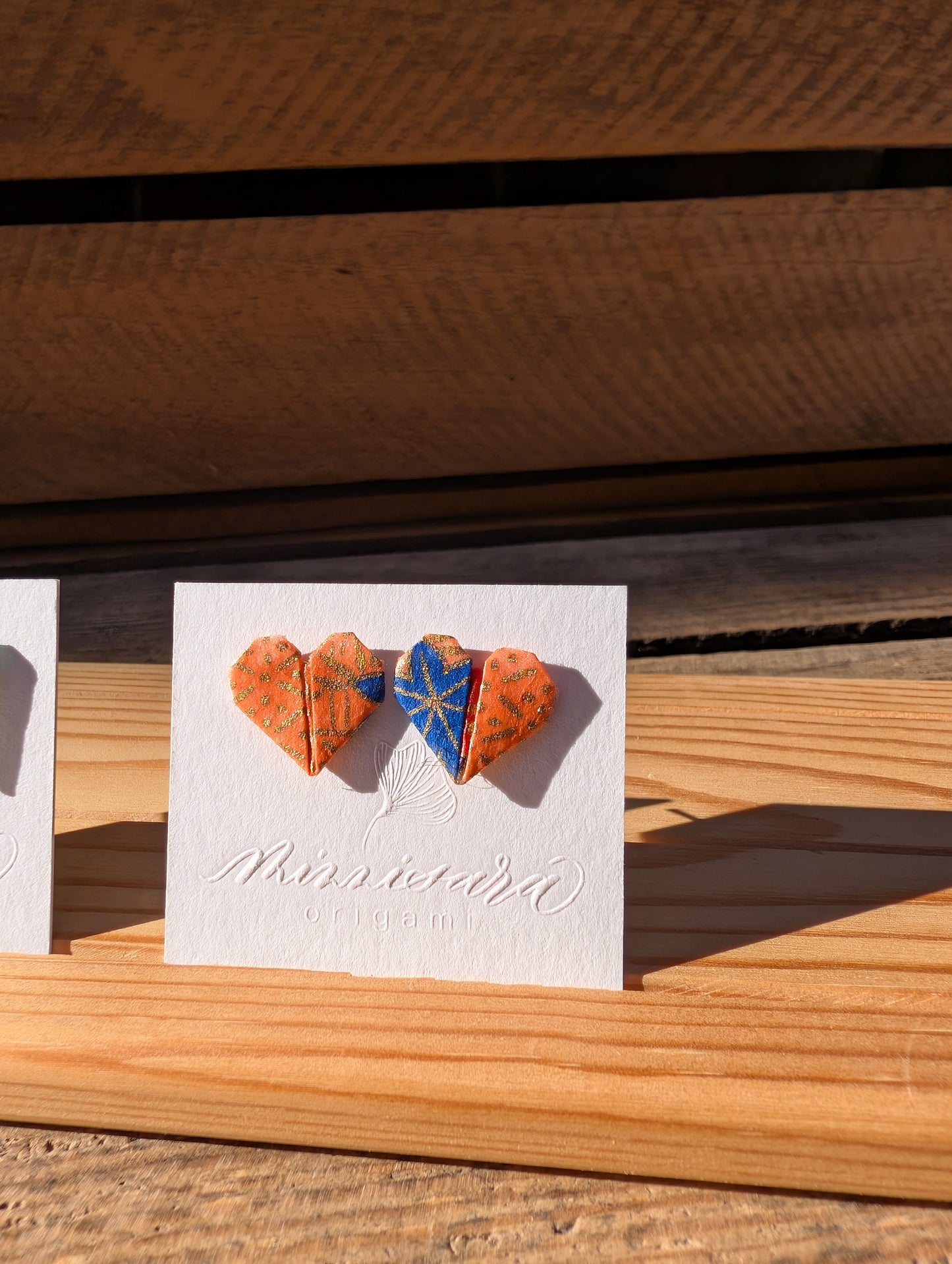 Handmade Mini Origami Heart Stud Earrings