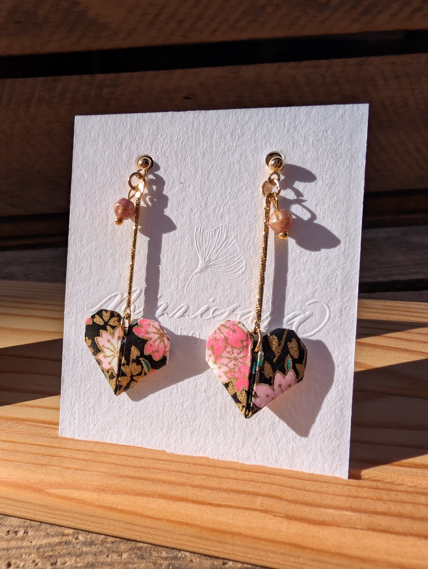 Handmade Origami Heart Earrings