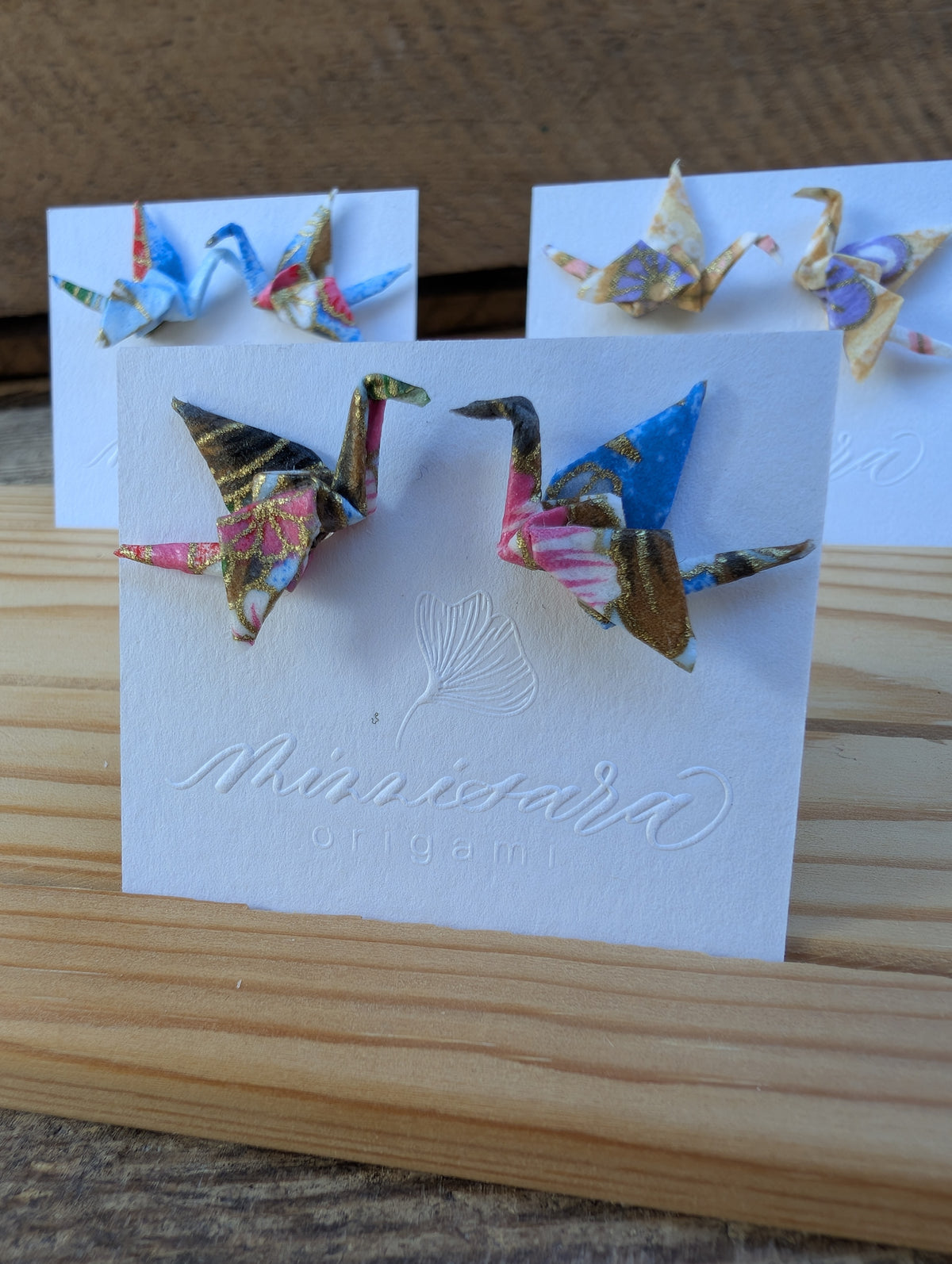 Handmade Mini Origami Crane Stud Earrings