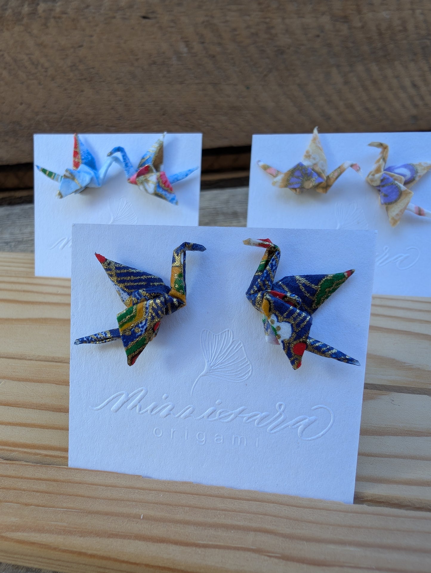 Handmade Mini Origami Crane Stud Earrings