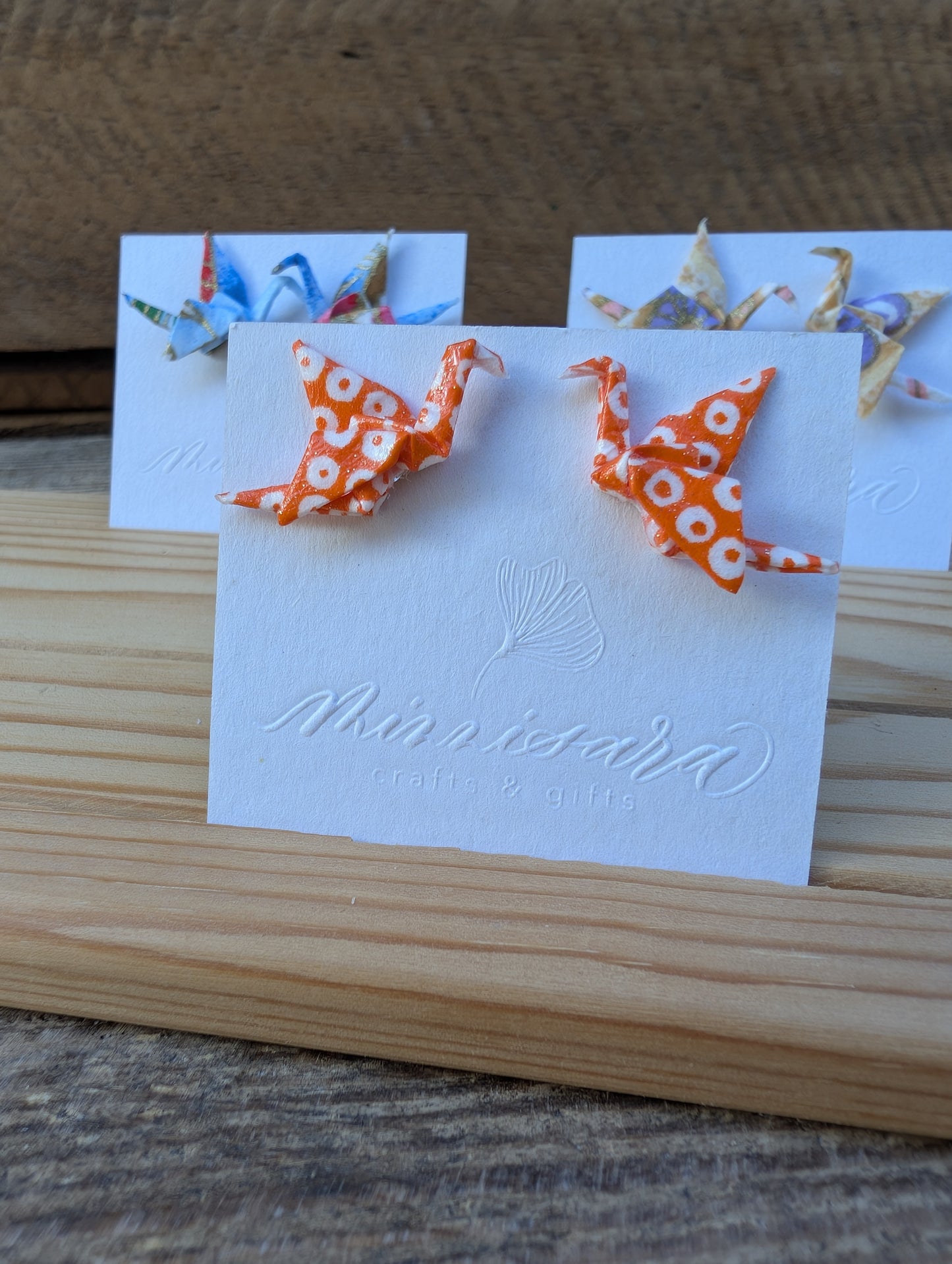 Handmade Mini Origami Crane Stud Earrings