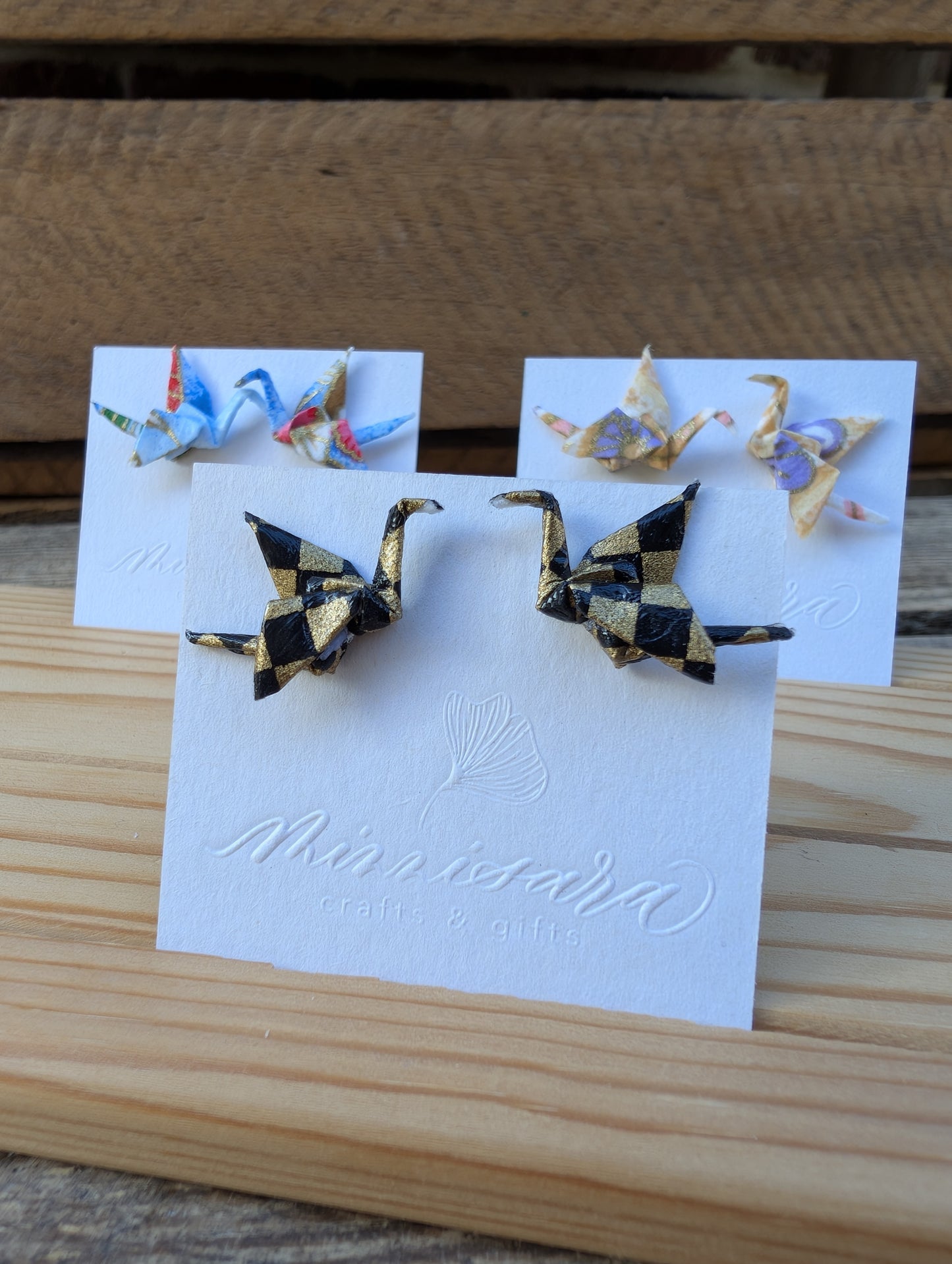 Handmade Mini Origami Crane Stud Earrings