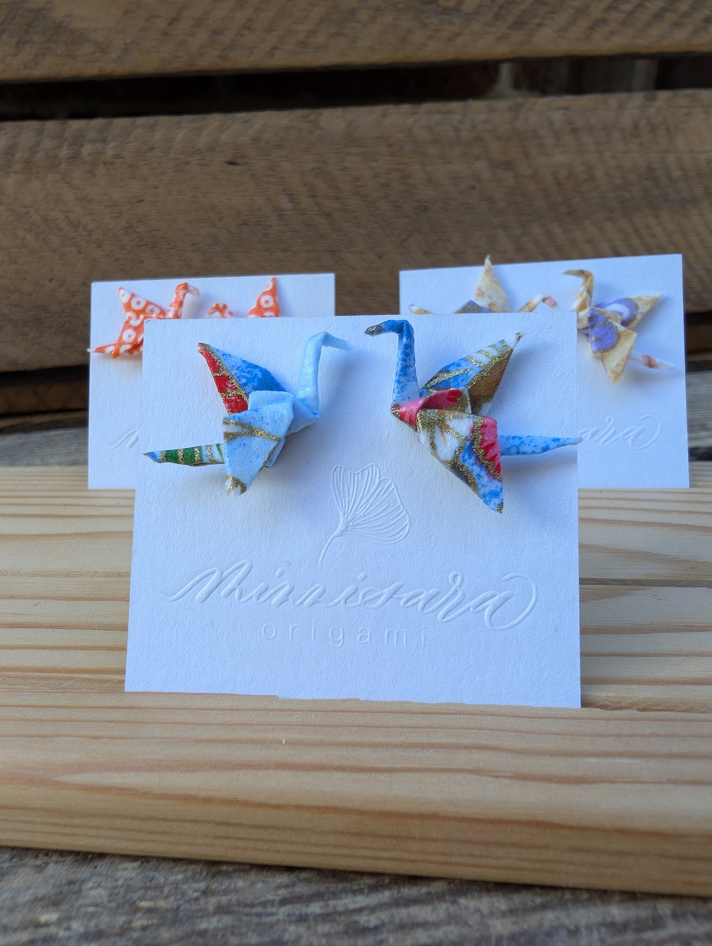 Handmade Mini Origami Crane Stud Earrings
