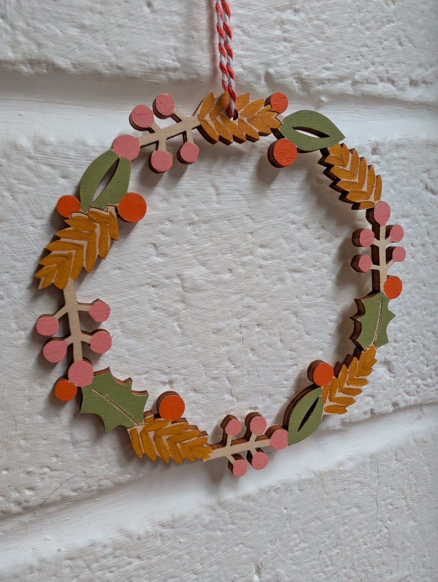 Hand Painted Wooden Autumn Wreath Decoration