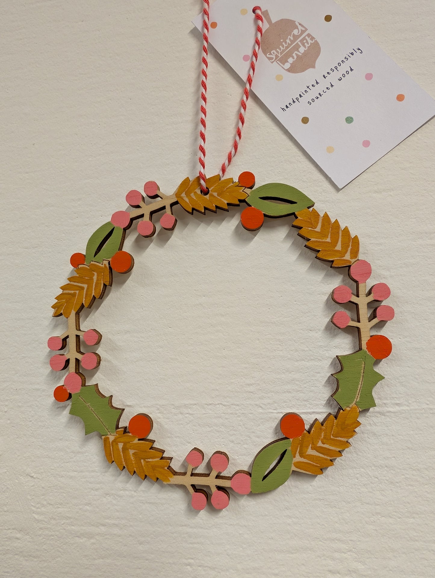 Hand Painted Wooden Autumn Wreath Decoration