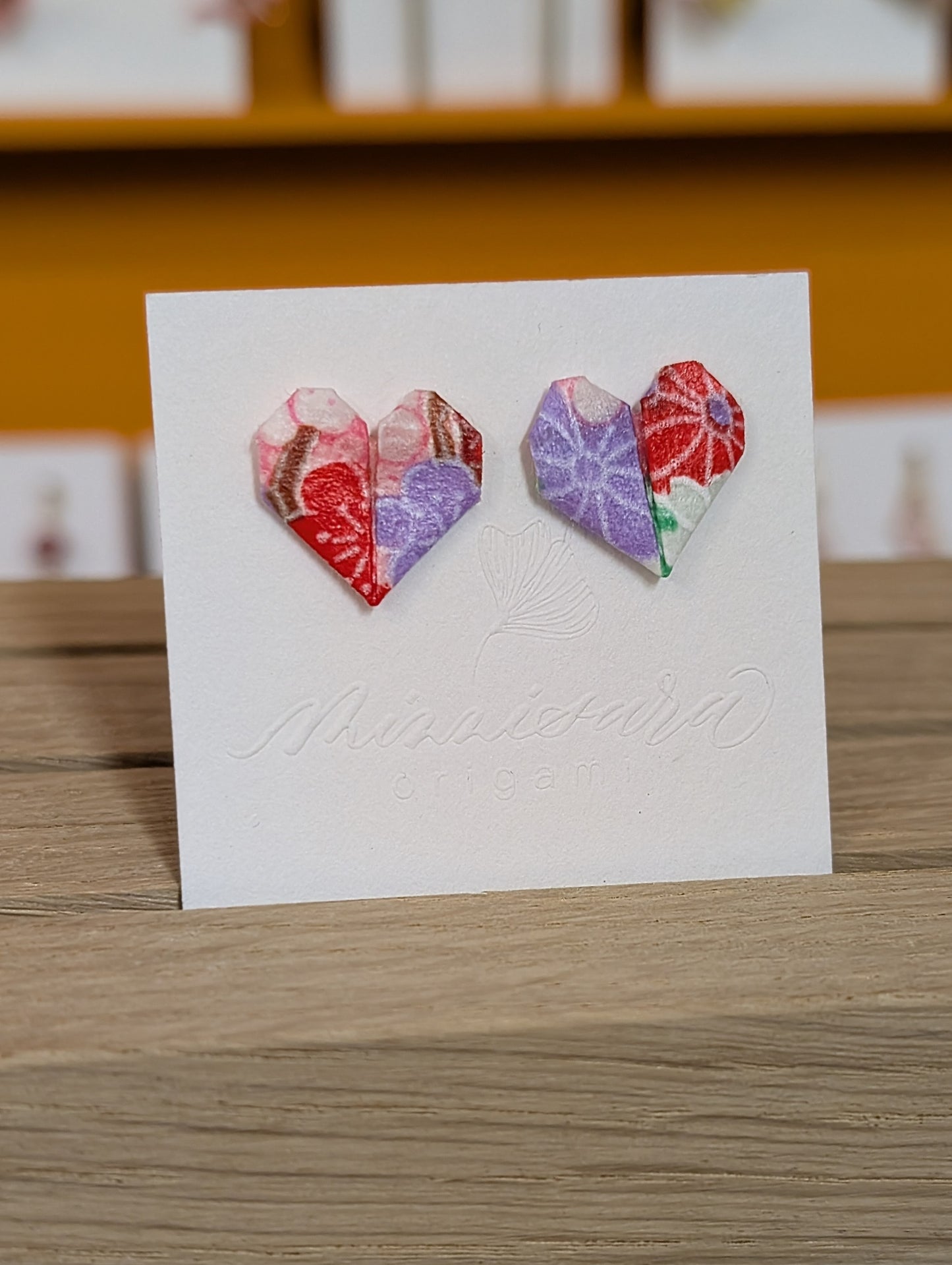 Handmade Mini Origami Heart Stud Earrings