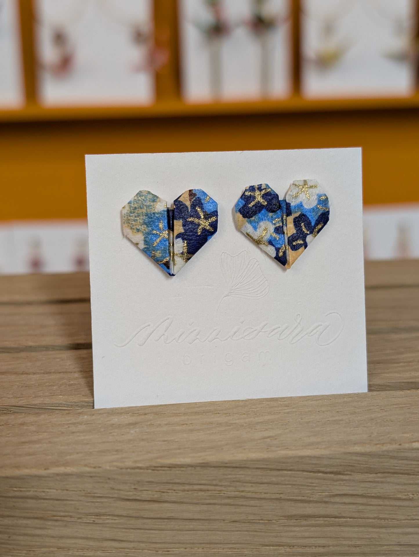 Handmade Mini Origami Heart Stud Earrings