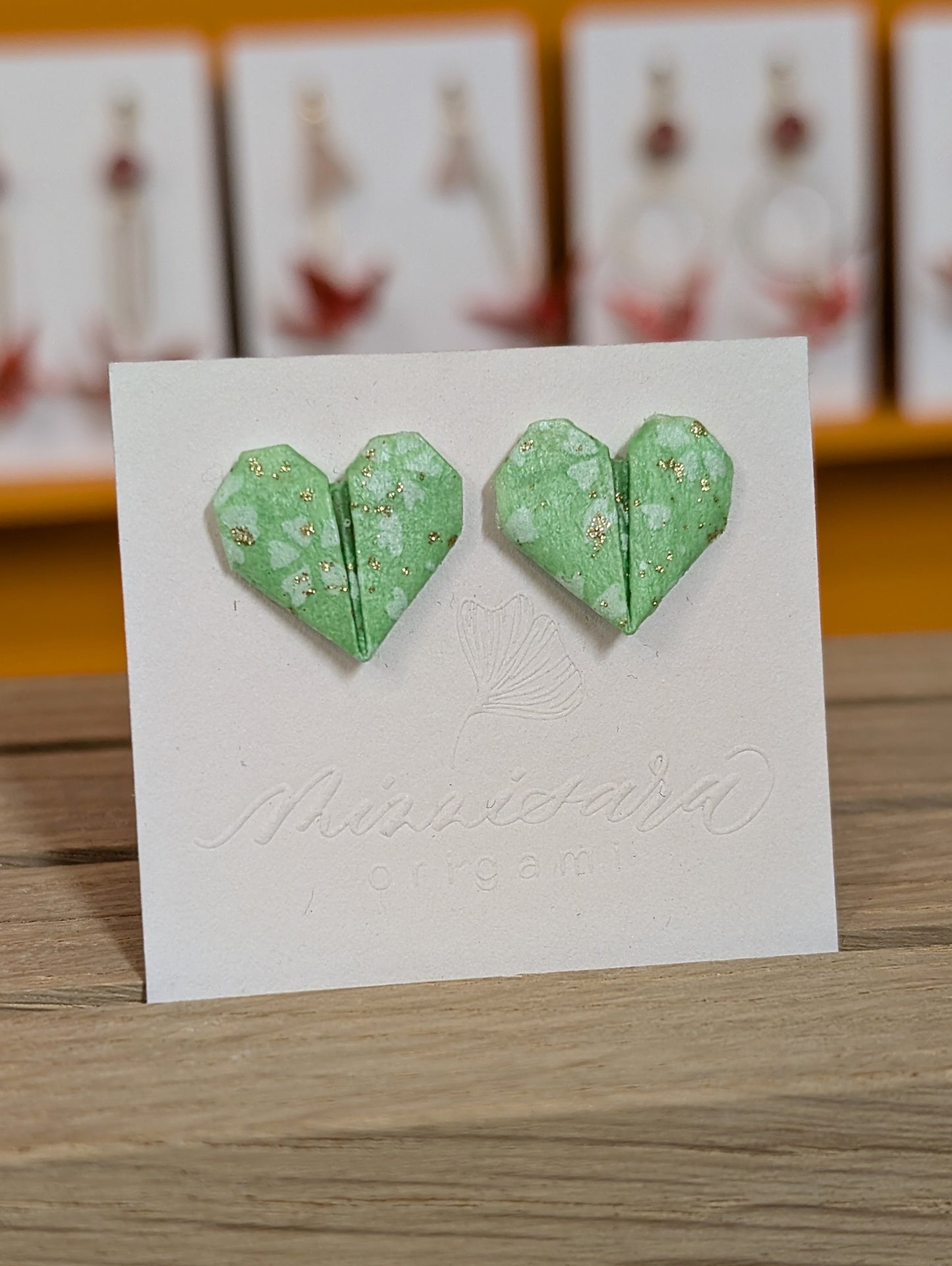 Handmade Mini Origami Heart Stud Earrings