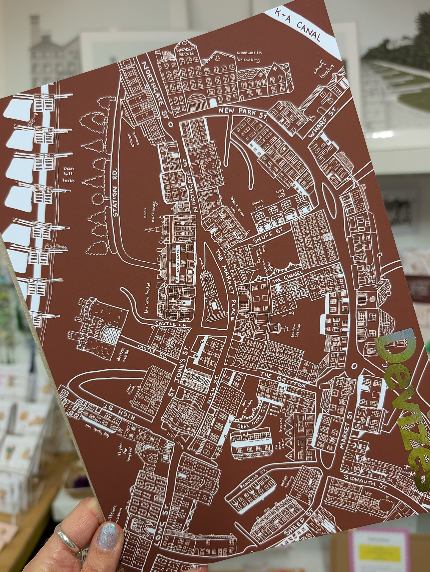 Illustrated Devizes Map Foiled Print