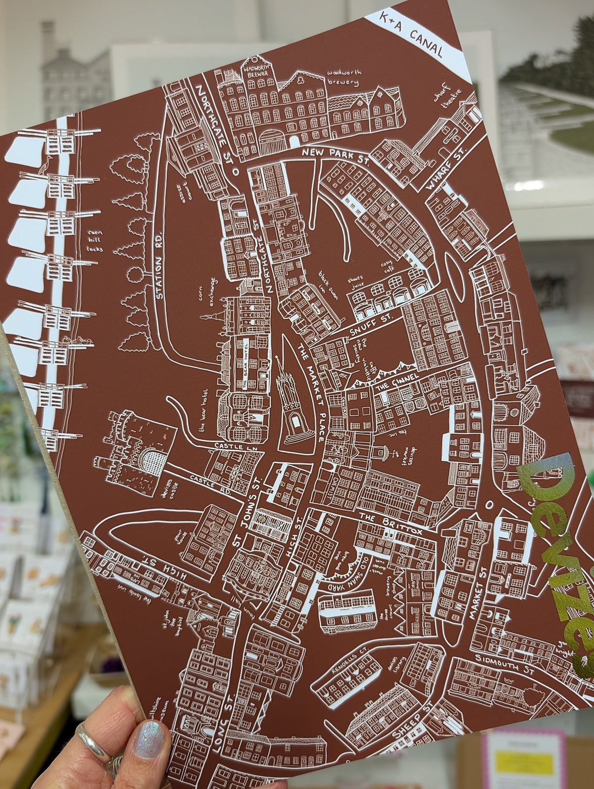 Illustrated Devizes Map Foiled Print