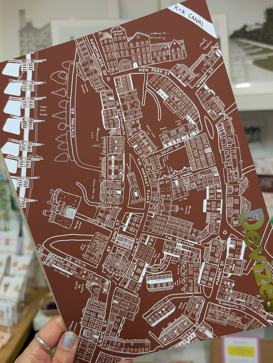 Illustrated Devizes Map Foiled Print